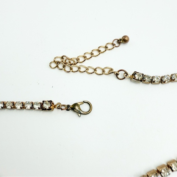 Vintage Gold Tone Clear Rhinestones Necklace - Picture 5 of 7